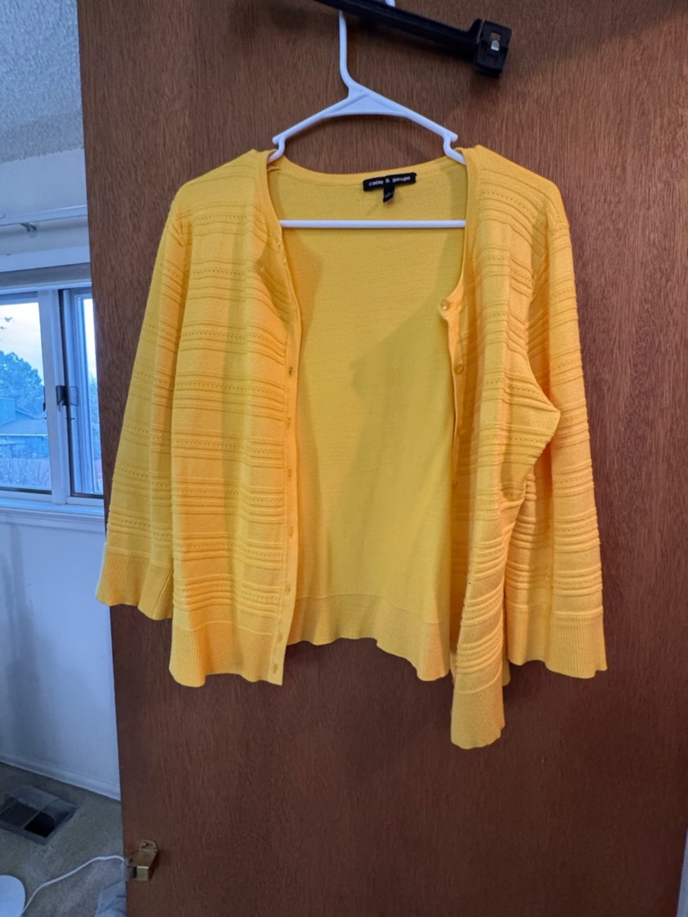 Cable & Gauge Bright Yellow Knit Button-Front Cardigan